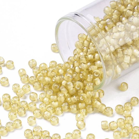 TOHO 8/0 Round Beads Japanese Seed Beads (948) Inside Color Amber/Cream Lined 3mm Hole: 1mm 1110pcs/50g diy