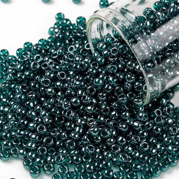 TOHO Round Seed Beads Japanese Seed Beads (108BD) Transparent Luster Teal 8/0 3mm Hole: 1mm about 222pcs/10g