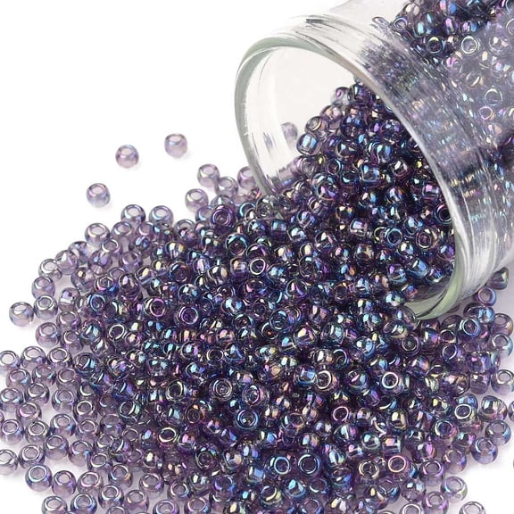 TOHO Round Seed Beads Japanese Seed Beads (166D) Transparent AB Sugar Plum 11/0 2.2mm Hole: 0.8mm about 1110pcs/10g