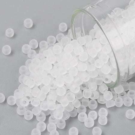 TOHO Round Seed Beads Japanese Seed Beads (1F) Transparent Frost Crystal 8/0 3mm Hole: 1mm about 220pcs/10g