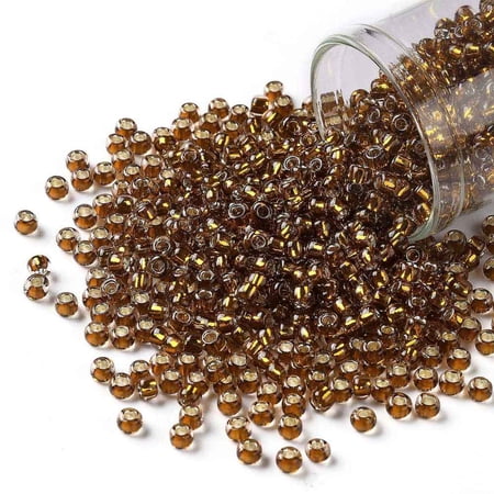 TOHO Round Seed Beads Japanese Seed Beads (2156S) Silver Lined Honey Amber 8/0 3mm Hole: 1mm 222pcs/10g diy