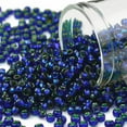 thumbnail image 1 of TOHO Round Seed Beads Japanese Seed Beads (2203) Green Lined Cobalt 8/0 3mm Hole: 1mm about 222pcs/10g Glass, 1 of 5