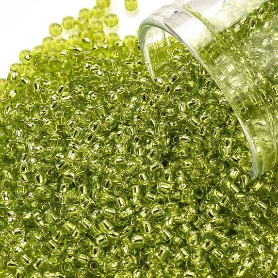TOHO Round Seed Beads Japanese Seed Beads (24) Silver Lined Lime Green 11/0 2.2mm Hole: 0.8mm about 1103pcs/10g