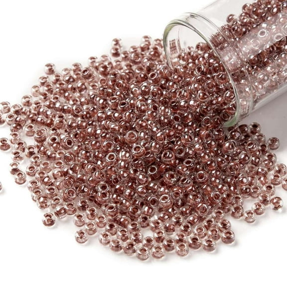 TOHO Round Seed Beads Japanese Seed Beads (342) Inside Color Crystal/Indian Red Lined 8/0 3mm Hole: 1mm about 222pcs/10g