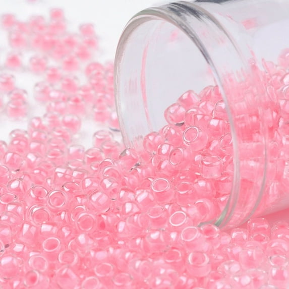 TOHO Round Seed Beads Japanese Seed Beads (379) Cotton Candy Pink Lined 8/0 3mm Hole: 1mm about 1110pcs/50g