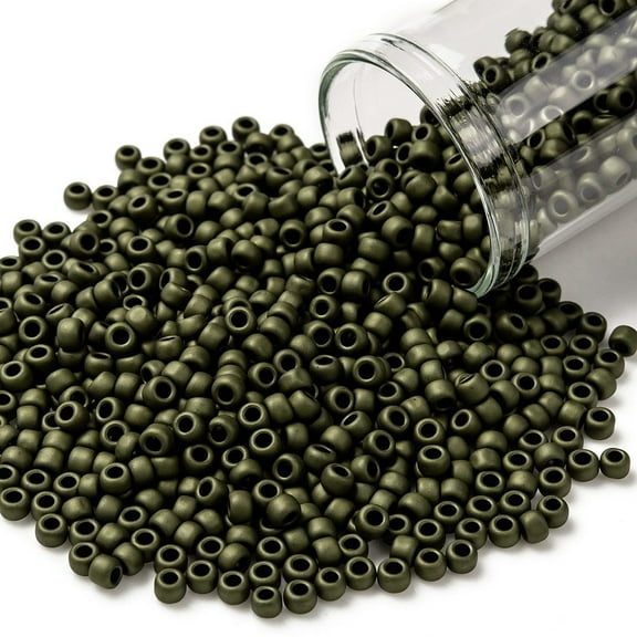 TOHO Round Seed Beads Japanese Seed Beads (617) Matte Color Dark Olive 8/0 3mm Hole: 1mm about 222pcs/10g