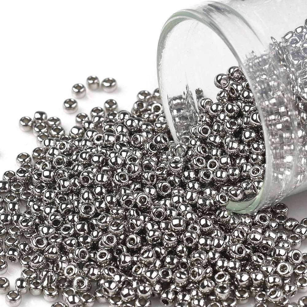 TOHO Round Seed Beads Japanese Seed Beads (713) Olympic Silver Metallic 11/0 2.2mm Hole: 0.8mm about 1110pcs/10g