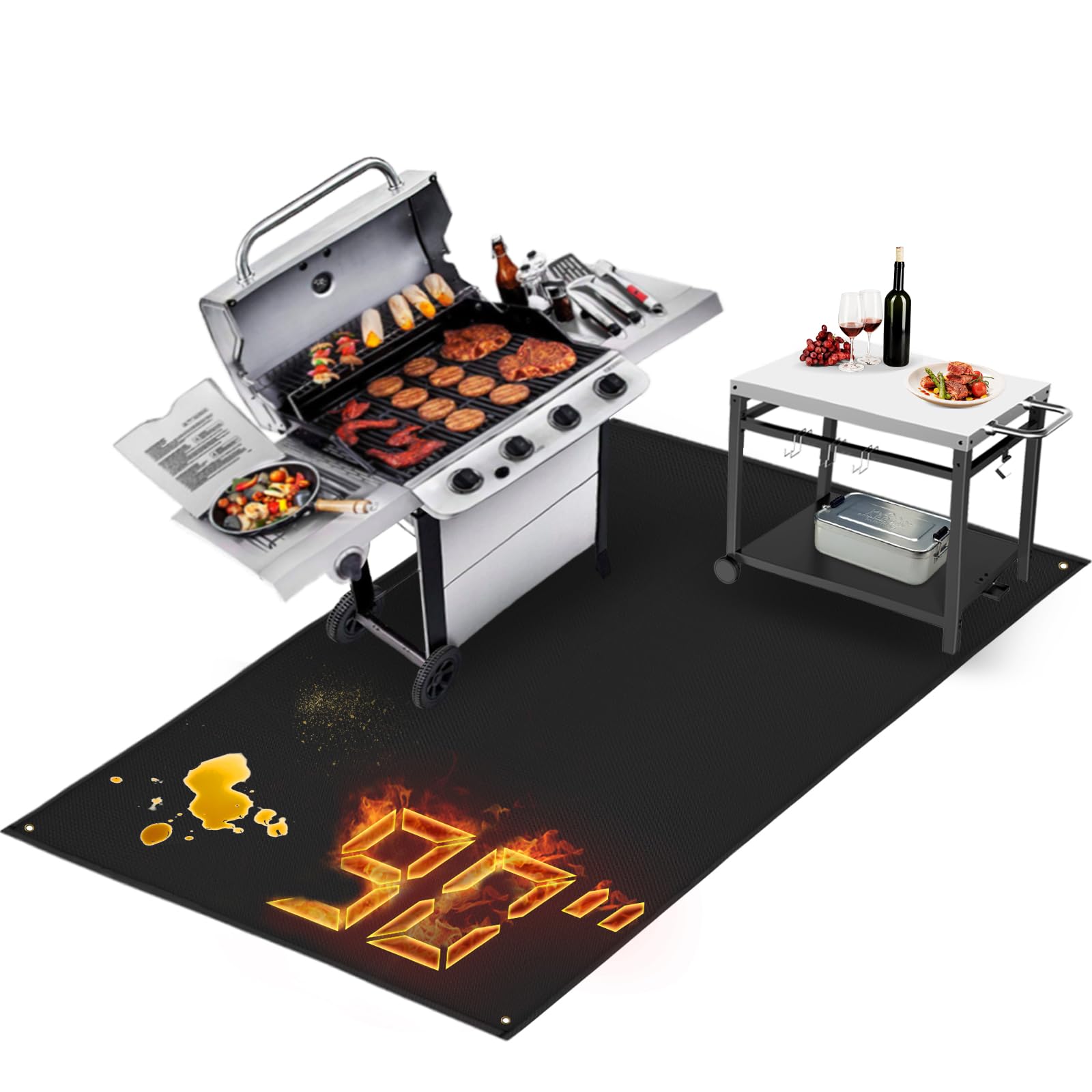 TOHONFOO 90 x 48 AIF4 in Extra Large Grill Mat for Outdoor Grill