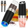 thumbnail image 1 of Ocalpur Electric Pepper and Salt Grinder Set, Adjustable Coarseness, One Hand Automatic Operation, Battery Powered with LED Light & 2 Utility Brushes for Home Kitchen BBQ, 1 of 8