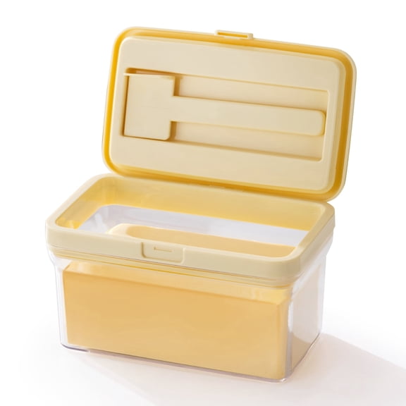 TOIAMOI Butter Dish, Airtight Butter Keeper Container with Magnetic Cutter, BPA-free, for Countertop and Refrigerator Door Shelf, Yellow