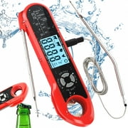 Ocalpur Digital Meat Thermometer with Smart Alarm, Dual Probe & Bottle Opener - Waterproof Cooking Thermometer for Oven, Grill, BBQ, Magnetic Back & Hanging Design