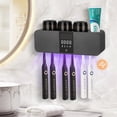 thumbnail image 1 of Ocalpur Smart Toothbrush Holder with Air Drying, LED Display, Cleaning and  Timer Function, 6 Slots & 3 Removable Cups, No Drilling Installation for Bathroom (Black), 1 of 8