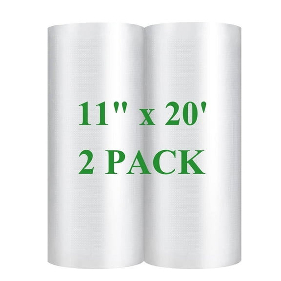 TOIAMOI Vacuum Seal Bags Roll for Food, BPA-Free Heavy Duty Vacuum Sealer Rolls, Freezer, Microwave, Boiling Safe, Reusable & Leak-Proof, Custom Sizes for Any Vacuum Sealer 11in * 20ft 2 Pack