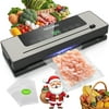 TOIAMOI Vacuum Sealer, Wet and Dry Food Storage, Built-In Cutter with 10 Vacuum Bags, Silver