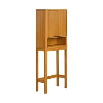 Beautiful Fluted Over-The-Toilet Storage Cabinet, Warm Honey