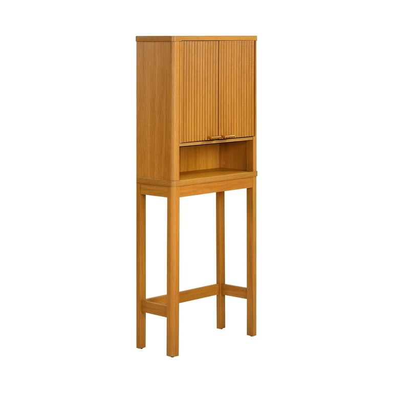 とうみ　綺麗　室内保管 Beautiful Fluted Over-The-Toilet Storage Cabinet, Warm Honey