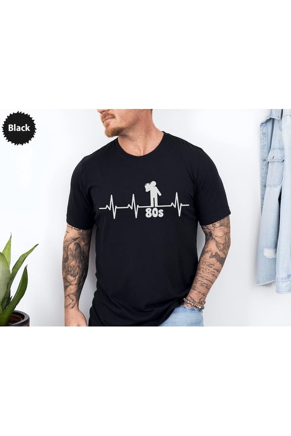 80s Boombox Heartbeat T-Shirt, Retro Music T-Shirt, Vintage Graphic Tee, 80s Lover Gift, Music Lover Tee, Gift for Him, Gift for Her