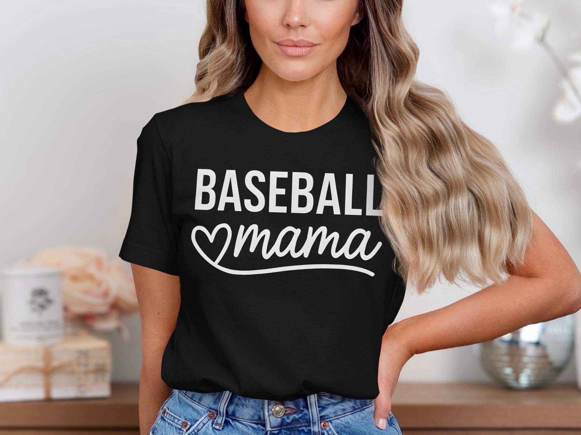 TOKAIPlus Baseball Mama Shirt, Baseball Mom T Shirt, Baseball Heart Graphic Tee, Softball Mom Shirt, Game Day Shirt For Mom, Sports Mom T Shirt