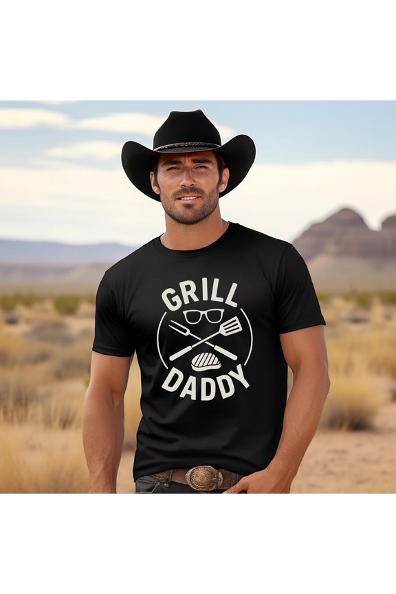 Cool Grill Daddy BBQ Shirt Fathers Day Dad Steak Grilling Tee Outdoor Chef Sunglasses T-Shirt