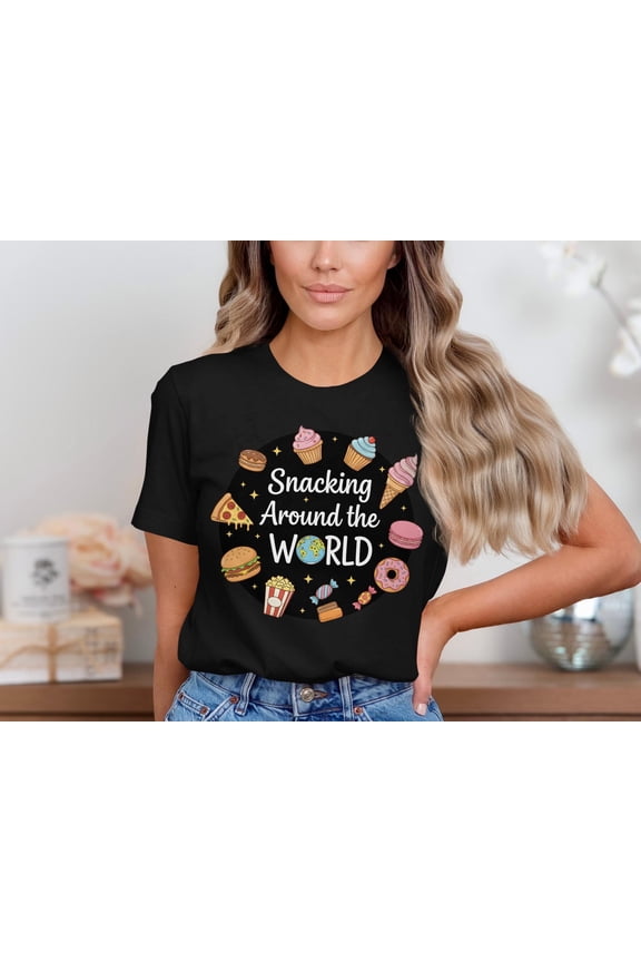 Food Lover Shirt, Snacking Around The World Tee, Cute Travel Snack Shirt, International Foodie Gift, Kawaii Junk Food T Shirt, Unisex Top