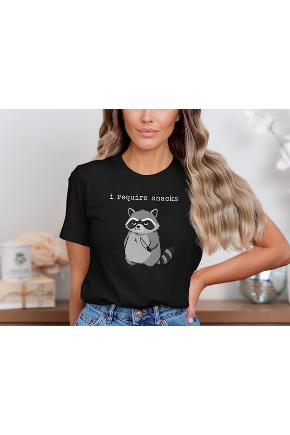 Funny Raccoon Shirt, Angry Animal Meme Tee, I Require Snacks Shirt, Cute Knife Raccoon T-Shirt, Sarcastic Food Humor Gift For Her Him