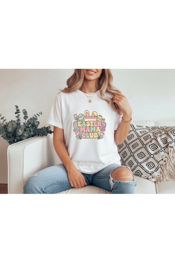 Mothers Day , Mama Easter , Bunny Mom Shirt, Pastel Spring Tee