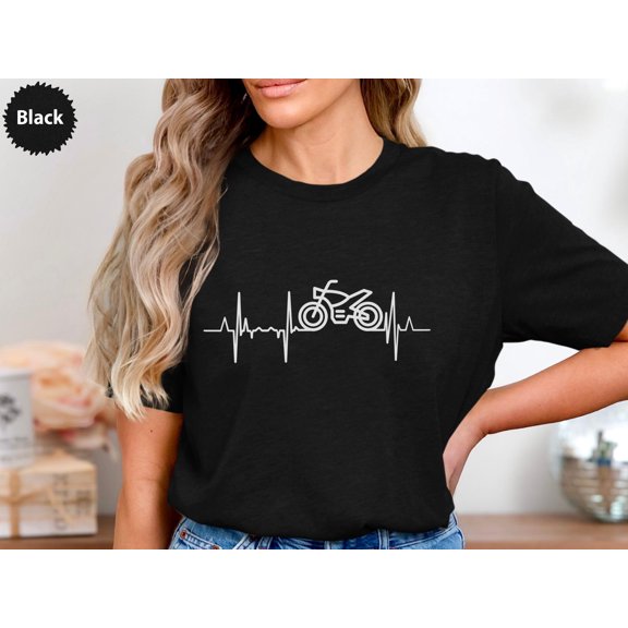 TOKAIPlus Motorcycle Heartbeat T-Shirt, Biker Life, Ride or Die, Motorbike Lover, Unique Design, Cool Graphic Tee, Gift for Bikers, Bike Enthusiast