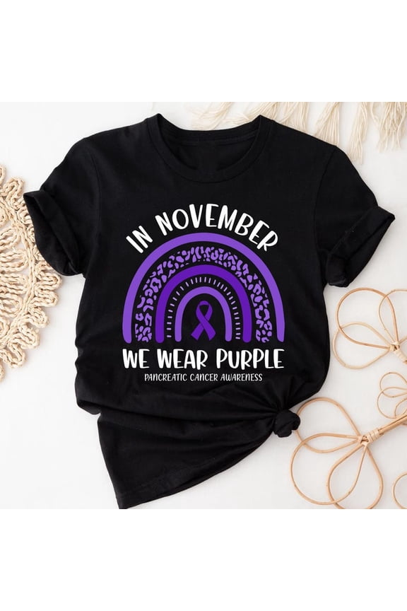 Pancreatic Cancer Rainbow Shirt, Purple Ribbon Awareness Tee, Pancreatic Support, Boho Rainbow, Survivor Gift, Pancreatic Team Cancer Shirts