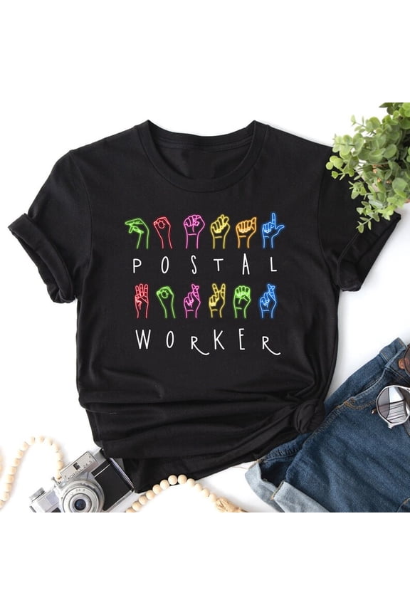 Personalized Postal Worker Sign Language Shirt, Mail Lady Shirt, Custom Hand Sign Language T-Shirt, Mailman Tee, Postal Carrier