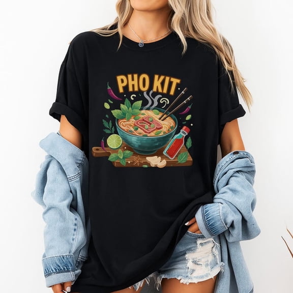 TOKAIPlus Pho Kit Shirt Funny Noodle Soup Graphic Tee Vietnamese Food Lover Top Retro Aesthetic Gift for Foodies and Friends