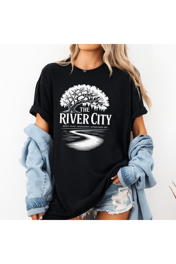 The River City T Shirt Moss Point Mississippi Graphic Tee Vintage Style Souvenir Top Local Pride Gift for Men Women