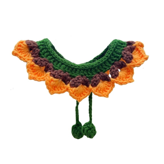 TOKATAN Handmade Crochet Kitten Cat Bowtie Collar | Cute Knitted Breakaway Cat Tie Collars | Small Kitty Ties Accessories (Sunflower)