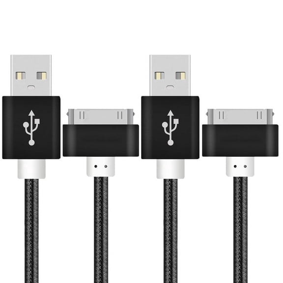 TOKERSE 2 Pack 1m/3.3ft USB to 30 Pin Charging Cable, USB Charging & Sync Data Cable Nylon Braided Cord Compatible for iPhone 4/4s/3G/3GS, iPad 1 2 3,iPod Touch 4 3 2 1, iPod Classic 3 2 1, iPod Nano