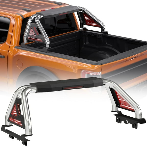 TOKMOWIN Roll Bar Truck Bed,Universal Adjustable Height(22'') & Width(57.6'' to 61.4''),Silver Removable Sport Bar,Universal Fit for Most Medium-Sized Trucks
