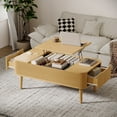 thumbnail image 1 of TOKSOM 47" Lift-Top Coffee Table with Storage & 2 Drawers, Nature Wood Sofa Table, Adjustable Height Modern End Table for Living Room, Easy Assembly, 1 of 14