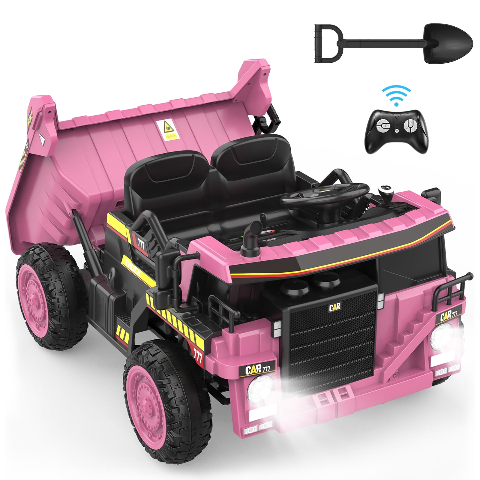 TOKTOO 12V Battery Powered Ride on Dump Truck with Remote Control Music Player Electric Dump Bucket Kids Tractor Pink Walmart Business Supplies