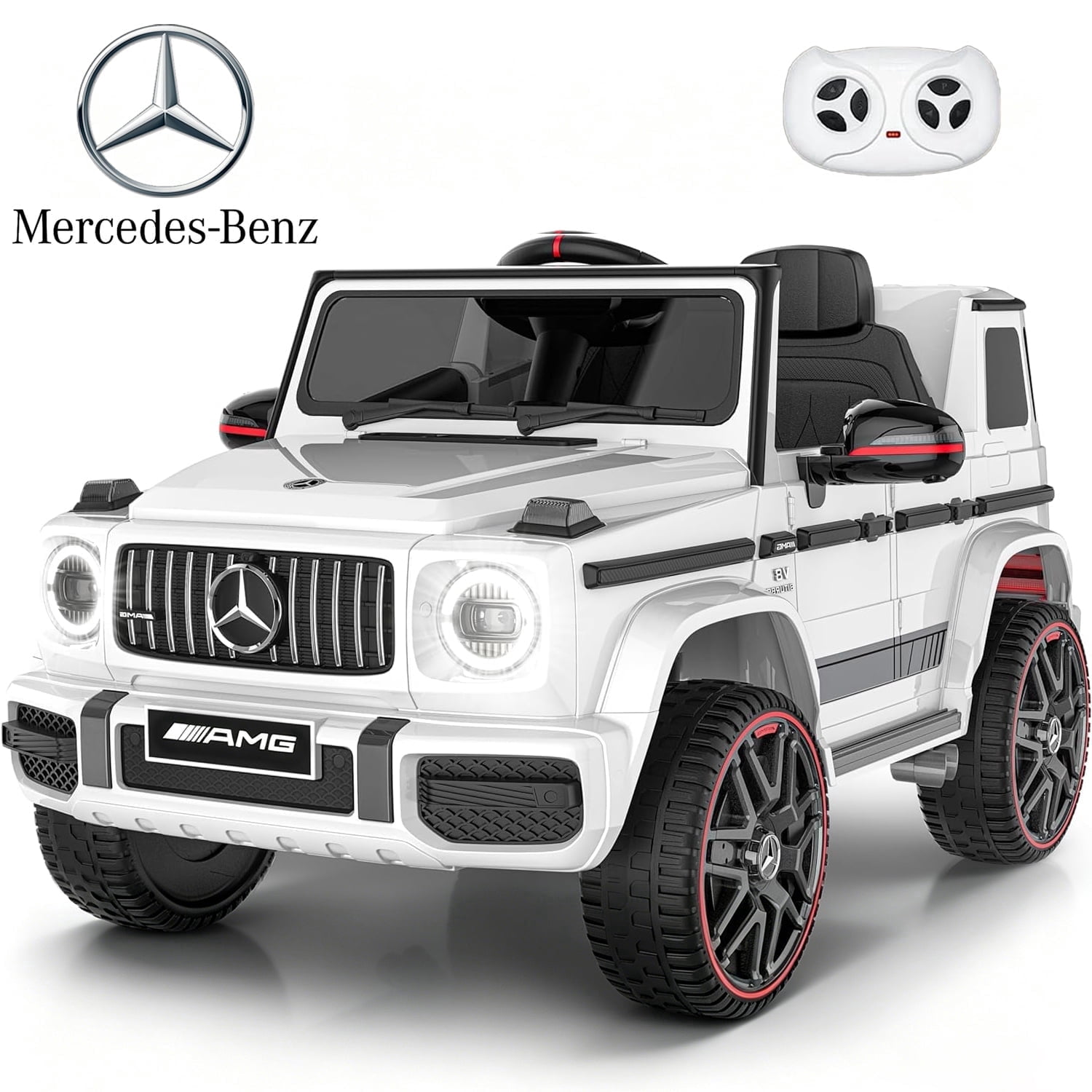TOKTOO 12V Electric Car for Toddler, Mercedes-Benz G63 Licensed Kids Ride on Toys, Toddlers Ride on Car with Parental Remote Control & LED Lights & Music, Kids Car Power Ride on, White