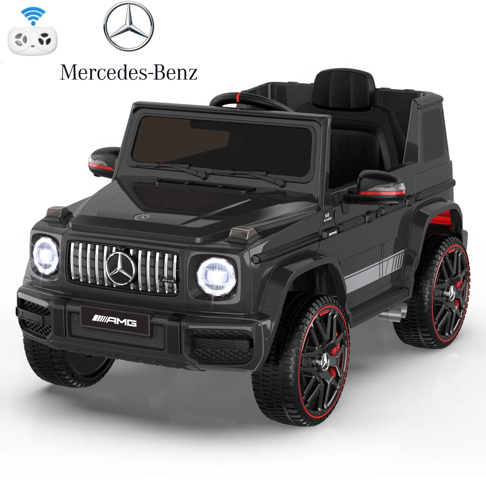 TOKTOO 12V Powered Ride on Toy Mercedes-Benz G63 Licensed for Kids, Electric Toddler Ride on Car w/Parent Remote Control, MP3, LED Headlight, Gift for Boys Girls Aged 2-4 Years, Black