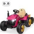 thumbnail image 1 of TOKTOO 12V Powered Ride on Tractor w/ Tippable Trailer, Remote Control, MP3, Bluetooth, LED light, Electric Ride on Car for Kids, Toddler Ride on Toys for Boys and Girls, Pink, 1 of 8