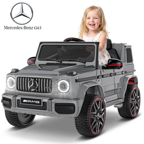 TOKTOO 12V Electric Car for Toddler, Mercedes-Benz G63 Licensed Kids Ride on Toys, Toddlers Ride on Car with Parental Remote Control & LED Lights & Music, Kids Car Power Ride on, Gray