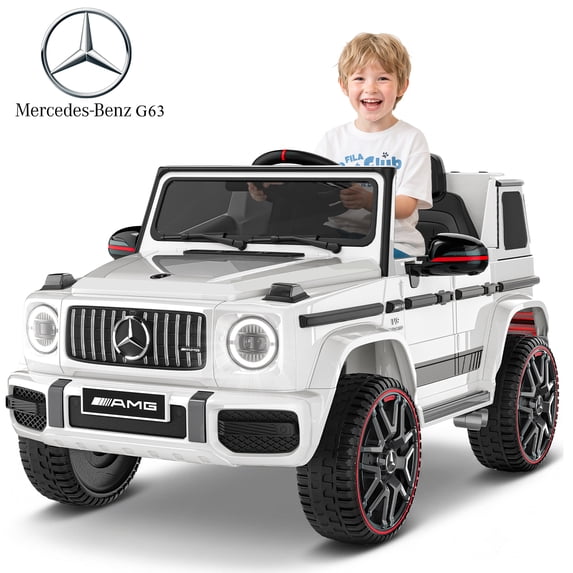 TOKTOO 12V Electric Car for Toddler, Mercedes-Benz G63 Licensed Kids Ride on Toys, Toddlers Ride on Car with Parental Remote Control & LED Lights & Music, Kids Car Power Ride on, White