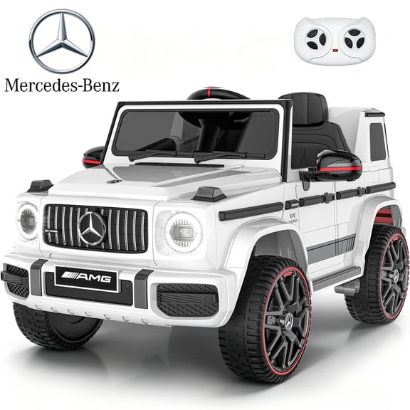 TOKTOO 12V Powered Ride on Toy Mercedes-Benz G63 Licensed for Kids, Electric Toddler Ride on Car w/Parent Remote Control, MP3, LED Headlight, Gift for Boys Girls Aged 2-4 Years, White