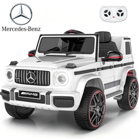 TOKTOO 12V Electric Car for Toddler, Mercedes-Benz G63 Licensed Kids Ride on Toys, Toddlers Ride on Car with Parental Remote Control & LED Lights & Music, Kids Car Power Ride on, White