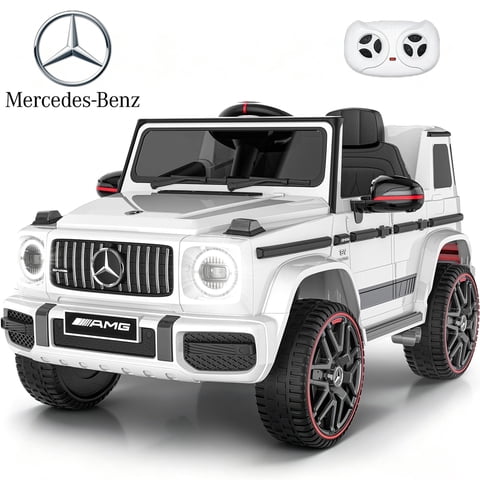 TOKTOO 12V Electric Car for Toddler, Mercedes-Benz G63 Licensed Kids Ride on Toys, Toddlers Ride on Car with Parental Remote Control & LED Lights & Music, Kids Car Power Ride on, White