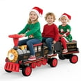 thumbnail image 1 of TOKTOO 12V Powered Ride on Toy Train for Kids, Ride on Train Locomotive & Train Carriage W/ Rubber Wheels, Storage Box-Red, 1 of 12