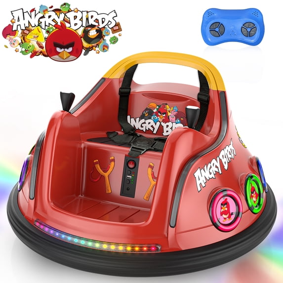 TOKTOO 12V Ride on Bumper Car, Licensed Angry Birds Electric Bumper Car for Kids, Ride on Toys Baby Bumper Toddler Car with Remote, Gift for Boys Girls Aged 1.5+, Red