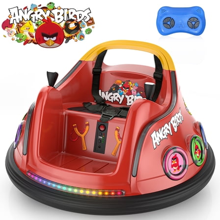 TOKTOO 12V Ride on Bumper Car, Licensed Angry Birds Electric Bumper Car for Kids, Ride on Toys Baby Bumper Toddler Car with Remote, Gift for Boys Girls Aged 1.5+, Red