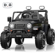 TOKTOO 12V Ride on Toys for Toddlers, Electric Ride on Car for Kids, Ride on Truck for Boys Girls with Parent Remote Control, Music Player, Black