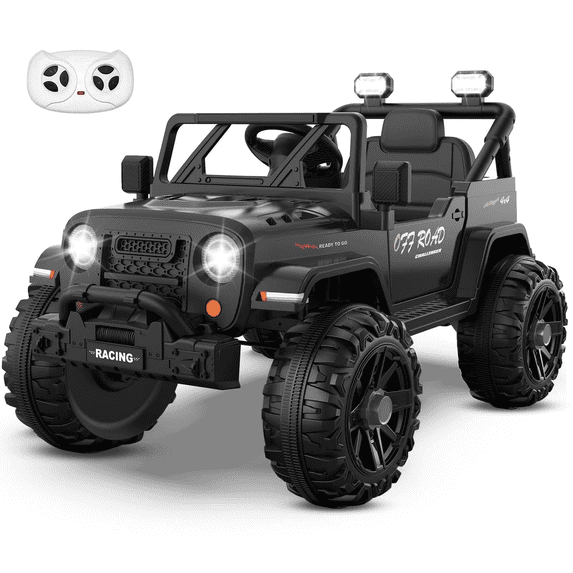TOKTOO 12V Ride on Toys for Toddlers, Electric Ride on Car for Kids, Ride on Truck for Boys Girls with Parent Remote Control, Music Player, Black