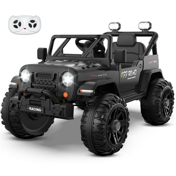 TOKTOO 12V Ride on Toys for Toddlers, Electric Ride on Car for Kids, Ride on Truck for Boys Girls with Parent Remote Control, Music Player, Black